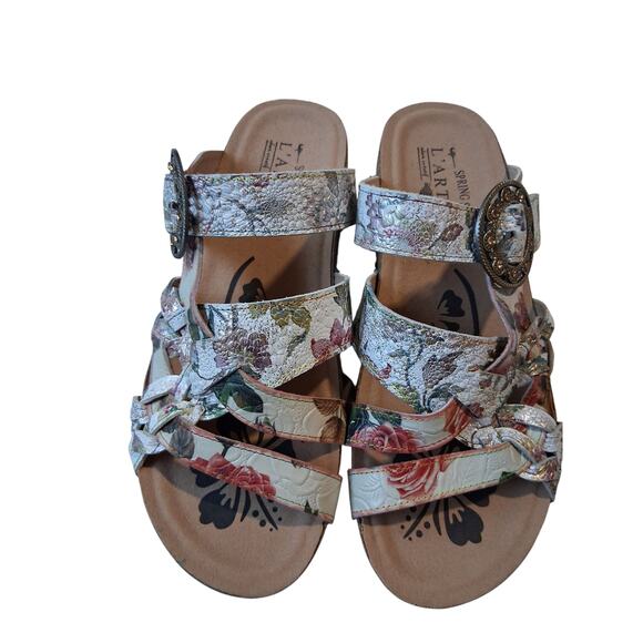 L'Artiste Spring Step Yarden Womens Size 38EU Floral Leather Resortwear Sandals - Picture 1 of 11